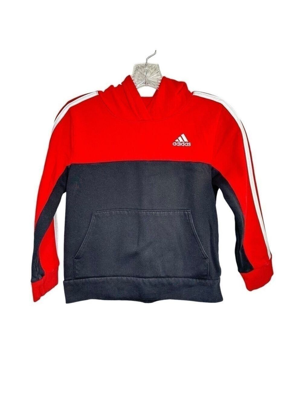 Adidas Hoodie Red Black Long Sleeved Sweatshirt Pullover Youth Size Small (8)